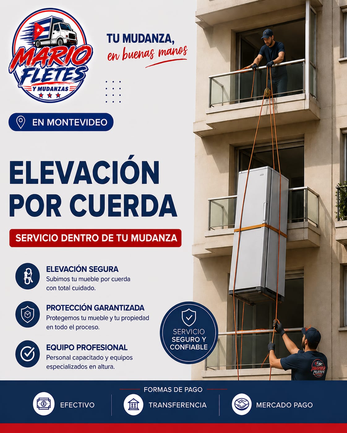 Elevación de muebles por cuerda